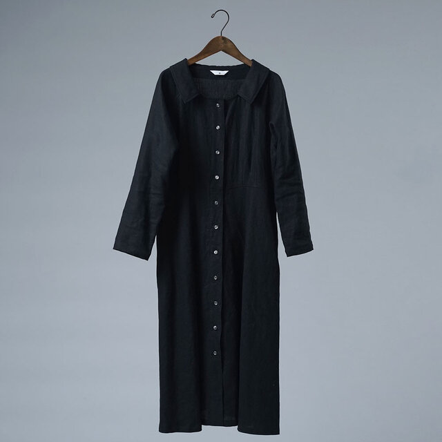 【wafu】Linen Dress スクウェアネックドレス / 黒色 a055d-bck1 | iichi ハンドメイド・クラフト作品・手仕事品の通販