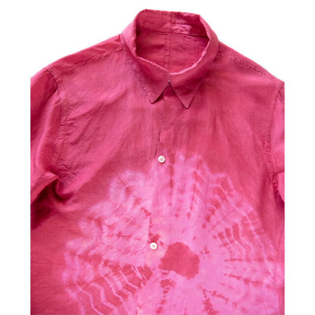 ショッキングピンクシルク絞り染め ハンドメイドミリタリーワークシャツ Mz Original Sample Iichi ハンドメイド クラフト作品 手仕事品の通販