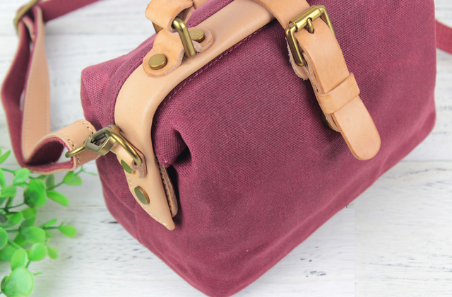 1950s キャンバス レザー ツールバッグ ドクターバッグ キャンバス＋牛革 レトロ可愛い ミニドクターバッグ ショルダー