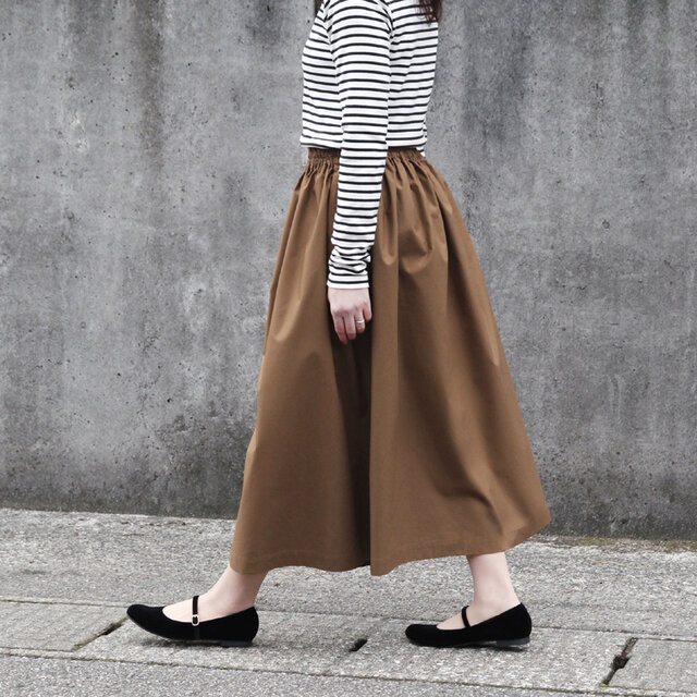 即納】タイプライター ロングスカート（キャメル）ブラウン 大人