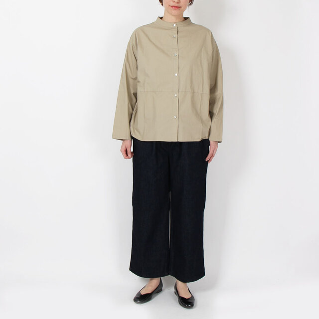 綿タイプライタースタンドシャツ(モカベージュ)MK221VN103