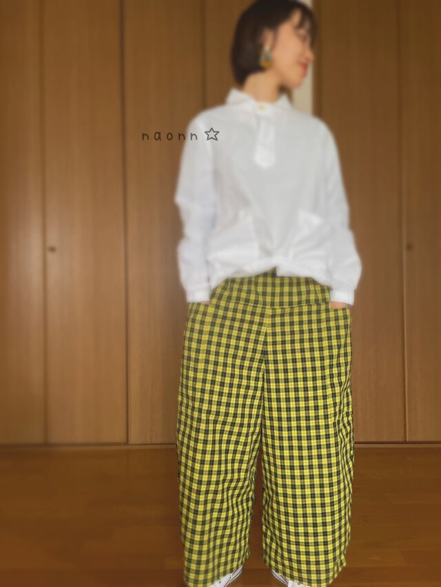 タータンチェックのコクーンパンツ