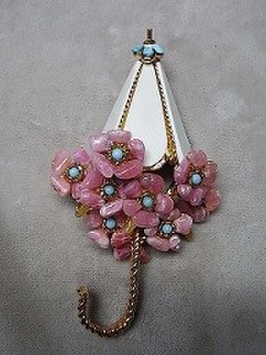 天然石 花(花傘)シリーズ ブローチの画像1枚目
