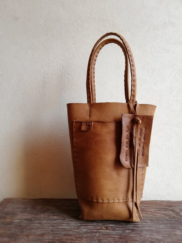mini tote　ブラウン　オイルシュリンクレザー