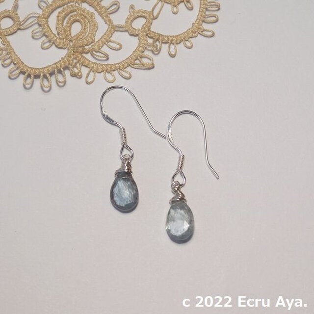 *雛市*宝石質モスアクアマリンのピアス