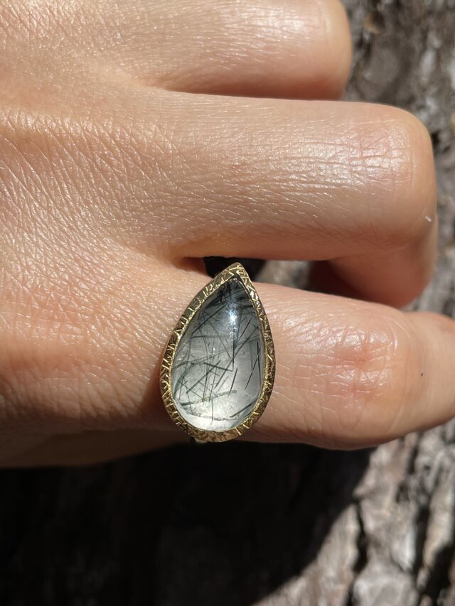 アクチノライト イン クォーツ グリーンルチルのしずく シルバーSV925