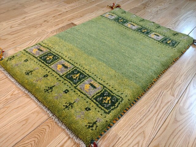 ペルシャ　ギャッベ  ミニマット  41×42   生成　ラクダ ペルシャ ギャッベ ミニランナー ラグ 113x43cm ラクダ