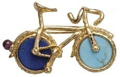 天然石 自転車(小) ブローチの画像1枚目