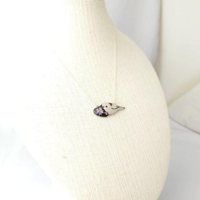 桜螺鈿 シマエナガ漆ネックレス（sv） | iichi 日々の暮らしを心地よく