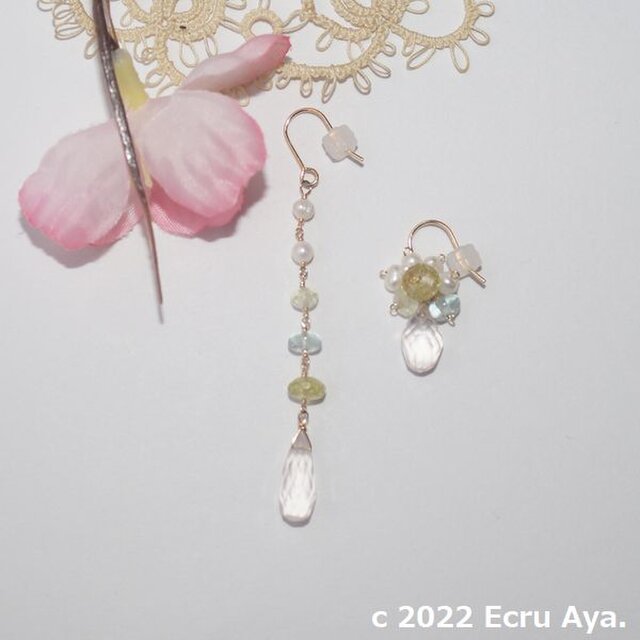 *春色そよ風*淡い春色のアシンメトリーピアス