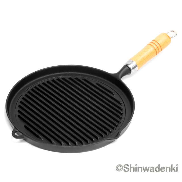 お取り寄せ】南部鉄器 グリルパン 24.5cm 木柄付 日本製 直火・IH対応