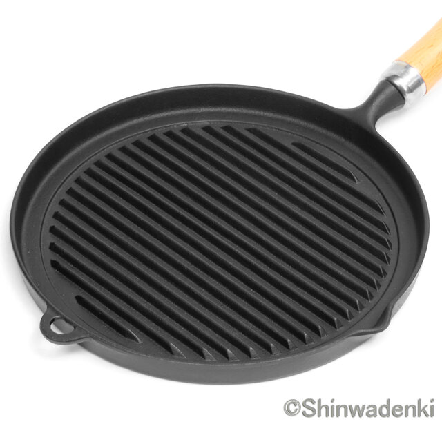 お取り寄せ】南部鉄器 グリルパン 24.5cm 木柄付 日本製 直火・IH対応