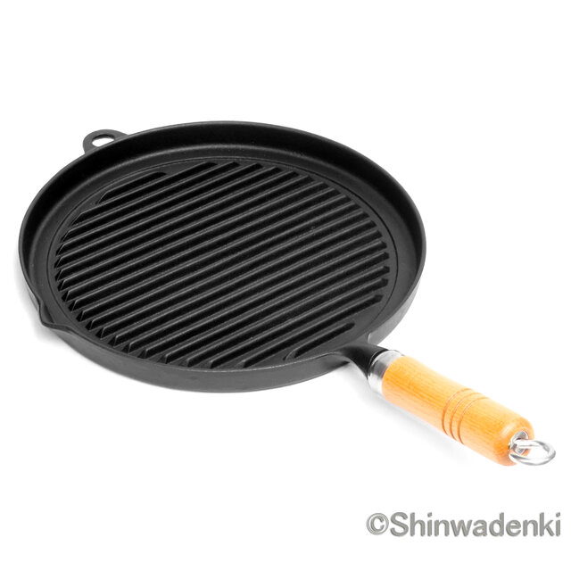 お取り寄せ】南部鉄器 グリルパン 24.5cm 木柄付 日本製 直火・IH対応