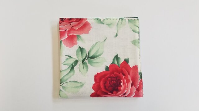 ガーゼのハンカチ 薔薇 レトロ 赤×緑 約23cm角 | iichi ハンドメイド・クラフト作品・手仕事品の通販