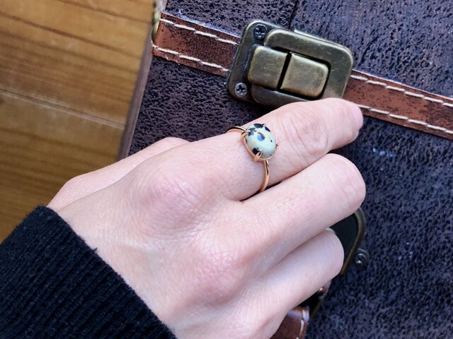 silver925 18KGP】天然石ダルメシアンジャスパーのリング | iichi 日々