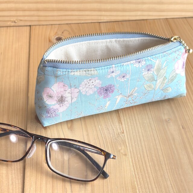 リバティ　めがねポーチ　スタンドポーチ＜Irma＞(イルマ)ブルー