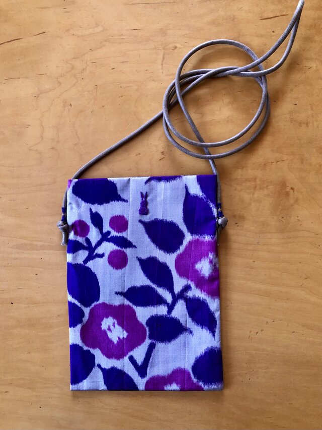 銘仙のスマホポシェット04a 着物 古布 リメイク  ポーチ ケース  ショルダー