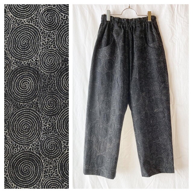 ジェルミナルパンツ（9～13号）（ショート丈：ウズマキ刺繍：ブラック）