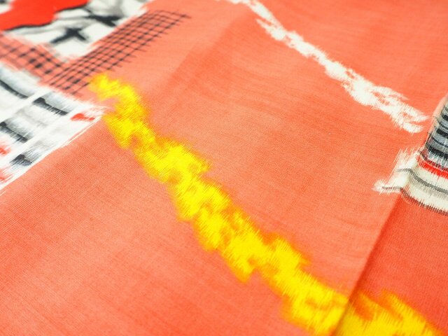 mi0090 未使用 銘仙 伊勢崎銘仙 花文様 1000cm 古布 古裂 正絹 先染 紬