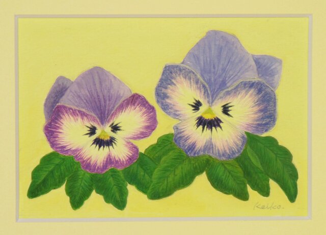 水彩画原画パンジー花の絵 水彩画原画パンジー花の絵