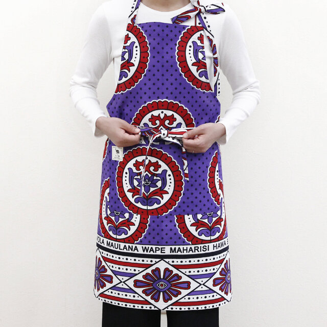 カンガのエプロン（ペンタクル）アフリカ布 アフリカンプリント プレゼント 母の日