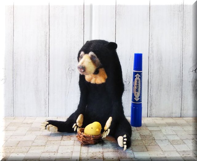 羊毛フェルト 熊 マレーグマ クマ くま 動物フィギュア | iichi