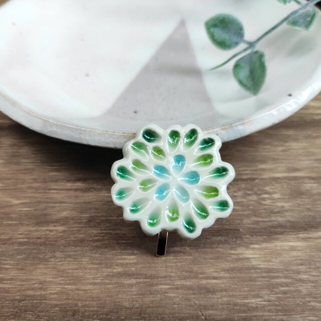 ツヤツヤしずくのポニーフック【爽やかグリーン】