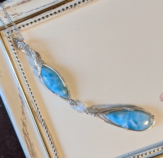 silver Wラリマー❅ワイヤーアートペンダントトップ☆ | iichi 日々の