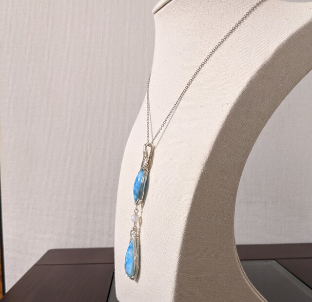 silver Wラリマー❅ワイヤーアートペンダントトップ☆ | iichi 日々の