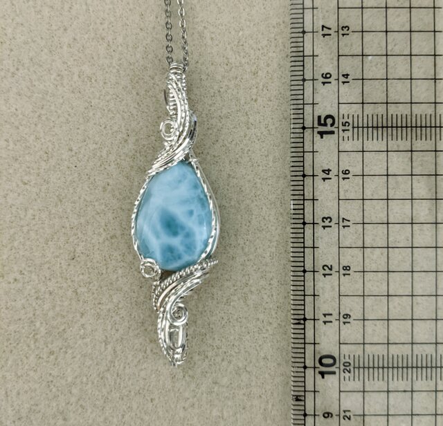 silverラリマー❅Wバチカンワイヤーアートペンダントトップ☆ | iichi