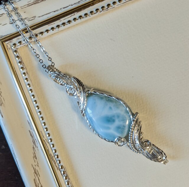 silverラリマー❅Wバチカンワイヤーアートペンダントトップ☆ | iichi