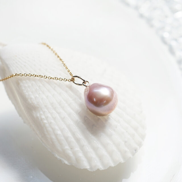 大粒天然色☆ラベンダー真珠の一粒ネックレス ～Rosemonde | iichi