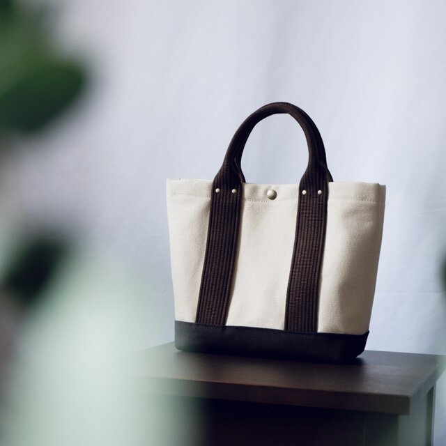 倉敷帆布のアーバントート◇Ｓ◇アイボリー×ブラウン