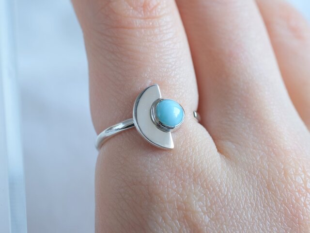 Semi sphere ring _Larimar ラリマー 天然石シルバーリング スカイ