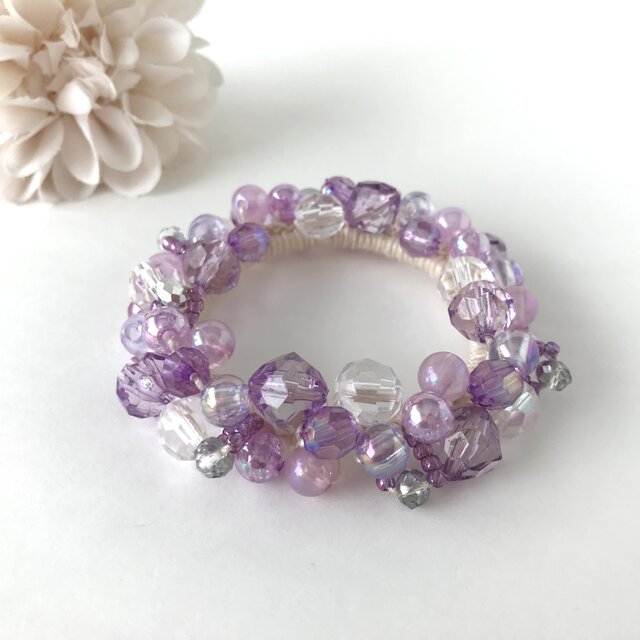 陽菜様 ハーフ シュシュ☆ビーズ ヘアゴム☆ハンドメイド