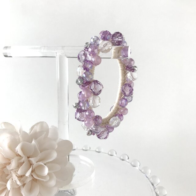 ラベンダー 色 の クロッシェ シュシュ ライトパープル 藤色