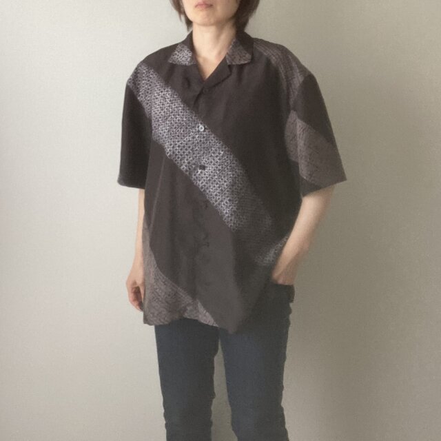 着物リメイクシャツ　絞り