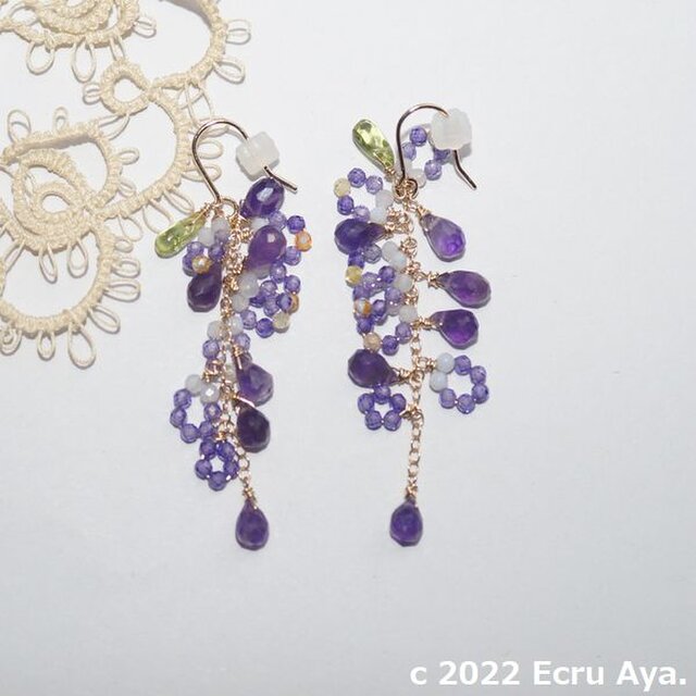 *めでたきものⅡ*藤の花をイメージしたピアス