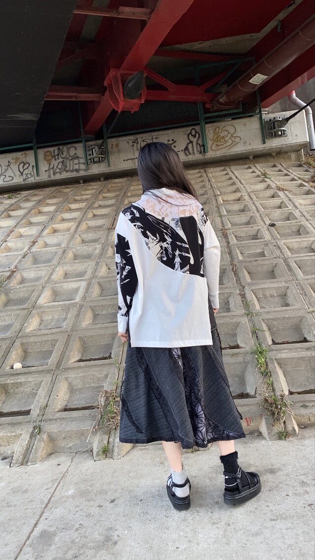 print switching design tops 1009off white meikeiin handmade