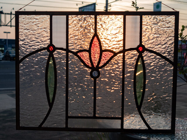 ステンドグラス　アンティーク調パネル アンティーク調ステンドグラスパネル・Q アンティーク調 レトロ