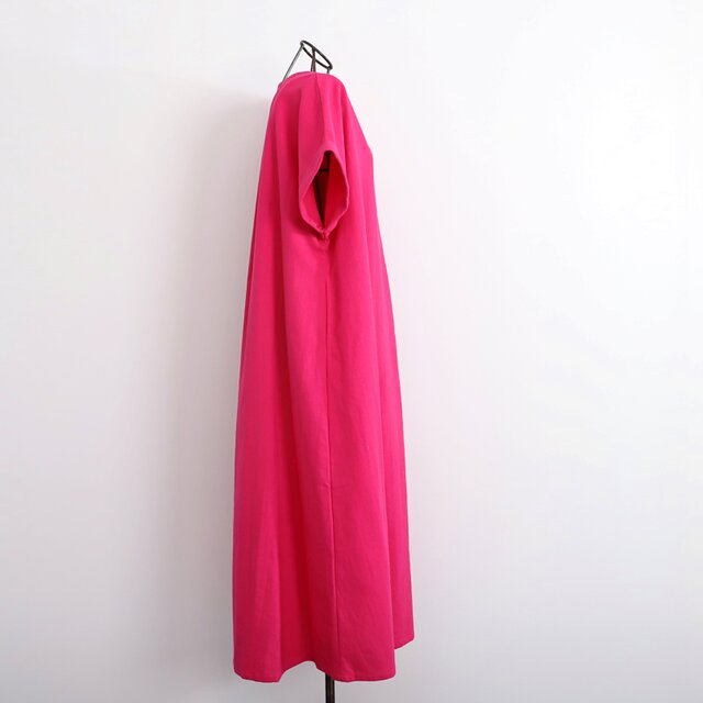 ✥限定SALE　TICCA キーネックワンピース　リネン　ピンク TICCA｜リネンキーネックワンピース