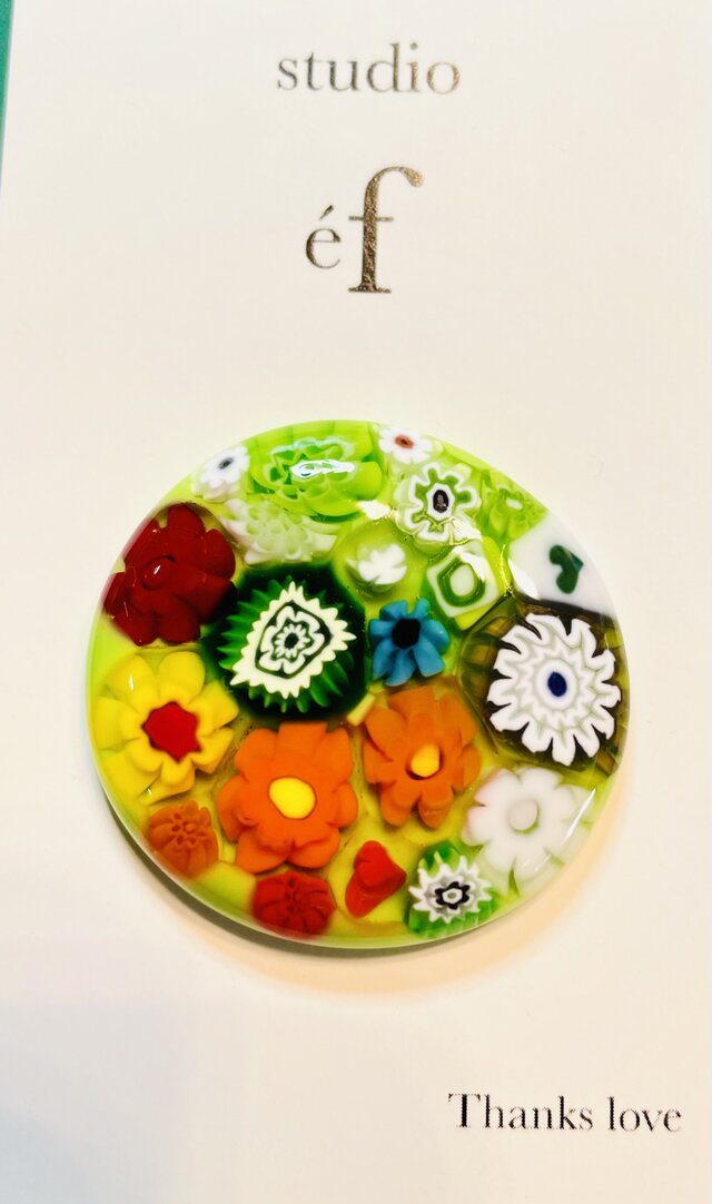 ガラス　ゴルフマーカー⛳️ガラスミルフィオリ：磁石付き