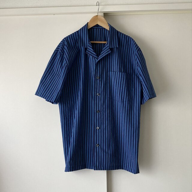 浴衣のアロハシャツ　ブルー縞