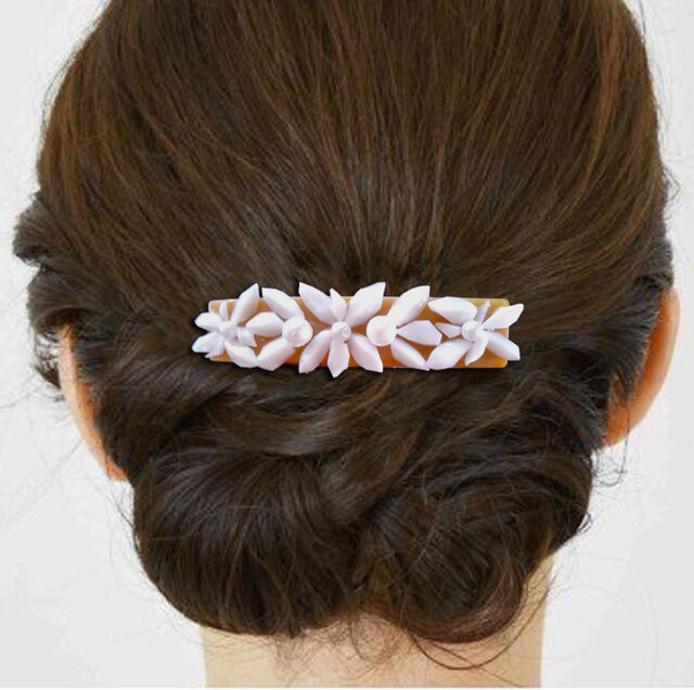 ヘアバレッタ ロココ花 ヘアピン ヘアアクセサリー 上品 かわいい パーティ 結婚式 二次会母の日の画像1枚目