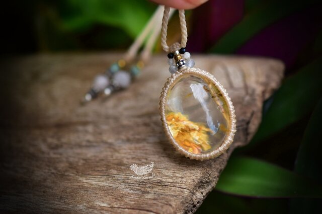 ゆらめく黄金☆ガーデンクォーツ マクラメペンダント342 | iichi 日々