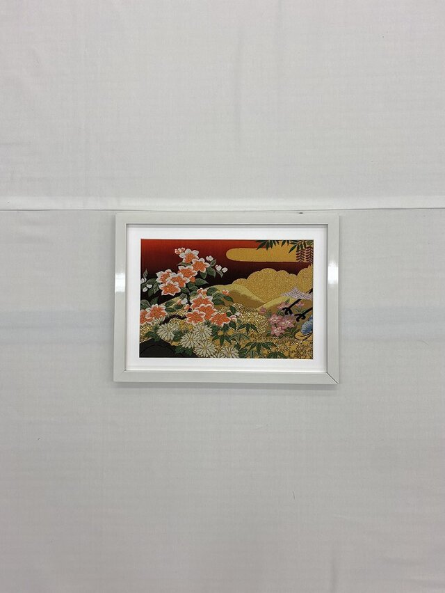 着物からつくるアートパネル 額装16 和モダンインテリア 壁掛け アートパネル Iichi ハンドメイド クラフト作品 手仕事品の通販