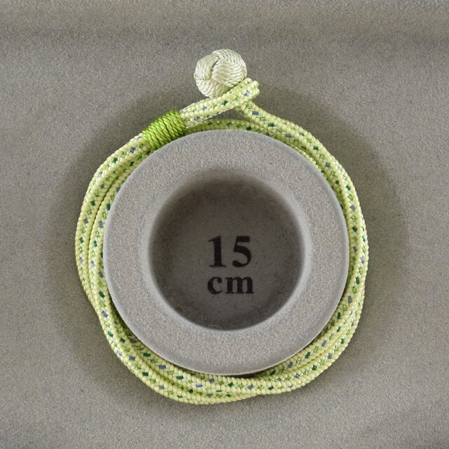 腕サイズ15cm】グリーン色 正絹 組紐 くみひも 小田巻 ブレスレット