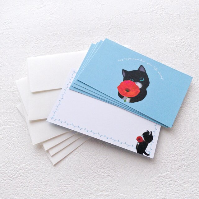 メッセージカード封筒セット（雛罌粟と子猫） | iichi 日々の暮らしを 