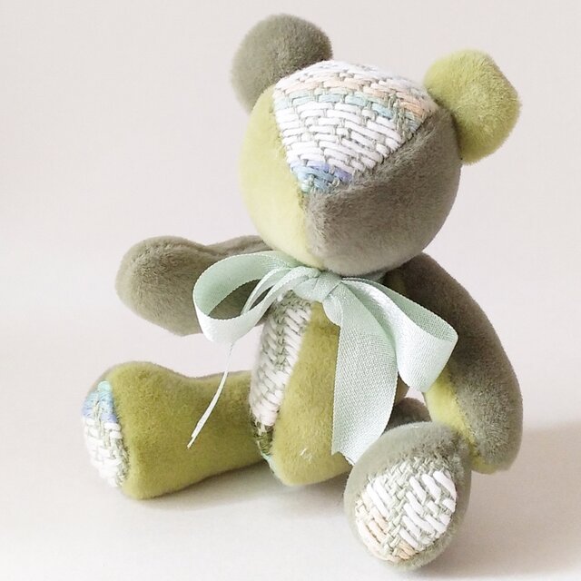 こぎん刺しのテディベアS 総刺しこぎんクマ　夏山