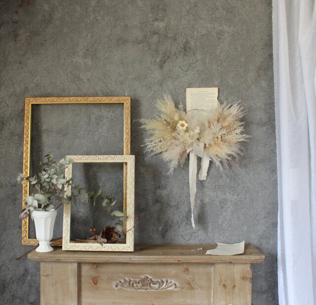 パンパスグラスのクラシックリース　ドライフラワーリース Creema限定】*｡受注製作 パンパスグラスのリース∗*ﾟドライフラワー